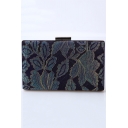 National Style Floral Embroidery Pattern Dark Blue Evening Clutch Bag 20*4*12 CM