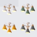 Macaron Color Circle Pendant Lighting 3 Lights Modern Metal Chandelier for Kitchen Hallway