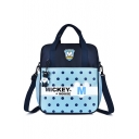 Student's Fashion Letter Polka Dot Printed Blue Canvas School Bookbag Backpack 34*29.5*10CM