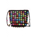 Summer Fashion Emoji Pattern Hollow Woven Crossbody Beach Bag 12*5*14 CM