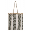 Trendy Stripe Weave Pattern Large Capacity Beach Bag Shoulder Tote Bag 22*2*33 CM