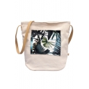 Trendy Tropical Printed Canvas Tote Shoulder Bag 25*15*29 CM