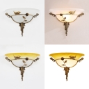White/Yellow Bell Shade Sconce Light with Bird Decoration 1 Light Rustic Metal Wall Lamp for Stair
