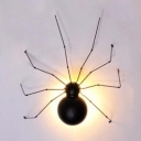 Creative Spider Wall Light 1 Light Metal Wall Sconce in Black for Cafe Book Shop