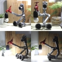Antique Bronze/Silver Table Lamp Robot 1 Head Metal Desk Light with Faucet for Child Bedroom