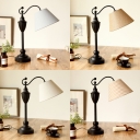 Vintage Style Bucket Desk Light One Light Linen Study Light with Plug In Cord for Office