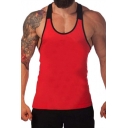 Mens Outdoor Colorblocked Sport Loose Gym Fitness Racerback Tank Top