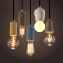 Bare Bulb Suspension Light 1 Head Industrial Style Cement Hanging Light for Bar Living Room