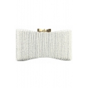 Designer Plain Metal Bow Lock Glitter Evening Clutch Bag for Women 20.5*4.5*11.5 CM
