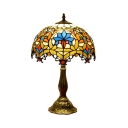 Lotus Living Room Desk Light Stained Glass 1 Light Tiffany Rustic Table Light with Bead