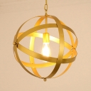 Antique Stylish Gold/White Hanging Light Globe Cage 1 Light Metal Pendant Light for Cloth Shop