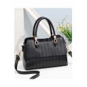 Trendy Solid Color Sewing Thread PU Leather Commuter Satchel Handbag 26*13*19 CM