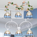 Dome Living Room Chandelier with/without Flower Glass 3 Lights Tiffany Style Pendant Light