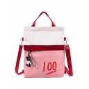Fashion Color Block Letter Printed Convertible Crossbody Shoulder Bag Backpack 34*5*39 CM