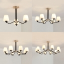 3/6/8/10 Lights Bud Shade Chandelier Simple Style Frosted Glass Ceiling Fixture in White for Bedroom