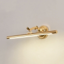 Gold Tube Engraved Sconce Lamp Elegant Style Metal Antifogging LED Vanity Light in Neutral for Bathroom