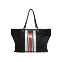 Fashion Color Block Stripe Pattern Large Capacity Shoulder Tote Bag 36*15*26 CM