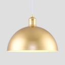 Dining Room Domed Ceiling Pendant Metal Single Light Simple Style Gold Suspension Light