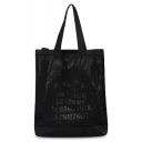 Stylish Letter Printed Drawstring Shoulder Backpack Black Casual Tote Bag 46*31*6 CM