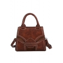 Fashion Retro Plain Sewing Thread PU Leather Top Handle Work Satchel Handbag 23*11*18 CM