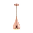 Rose Gold Teardrop Hanging Lamp 1 Light Modern Stylish Metal Hanging Light for Bedroom Hallway
