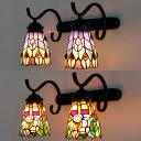 Tiffany Style Sconce Light with Flower/Peacock Tail 2 Lights Stained Glass Sconce Lamp for Kitchen