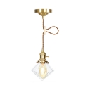1/2 Pack Restaurant Suspension Light Clear Glass 1 Light Simple Style Hanging Lamp in Brass