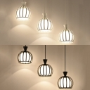 Metal Melon Cage Ceiling Lighting 3 Lights Industrial Pendant Light in Black/White for Dining Room