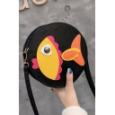 Cute Cartoon Goldfish Pattern Round Crossbody Bag for Girls 18*5*18 CM