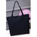 Minimalist Solid Color Large Capacity Black Canvas School Shoulder Bag 40*8*33 CM