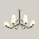 Frosted Glass Bud Shade Chandelier Living Room 2-Tier 12 Lights Traditional Ceiling Light in White