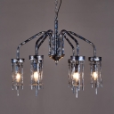 Candle Shape Chandelier Metal 6 Lights Antique Style Hanging Lamp for Restaurant Villa