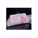 Women's Fashion Solid Color Lace Floral Embellishment Clutch Handbag For Wedding 25*5*15 CM
