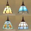 Dining Table Small Pendant Light Stained Glass 1 Light 6 Inch Tiffany Style Hanging Lamp