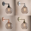 Bedroom Globe Shade Wall Light Smoke Gray Open Bulb 1 Light Antique Style Sconce Light