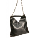 Designer Cool Solid Color Black PU Leather Shoulder Bag with Chain Strap 27*5*30 CM