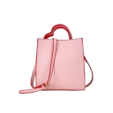 Women's Fashion Plain Heart Shape Soft Glue Handle Tote Shoulder Bag 22*23*8 CM