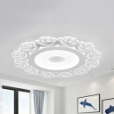Creative White LED Ceiling Mount Light Rose Acrylic Warm/White Lighting Flush Light for Living Room