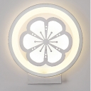 Remote Control Flower Sconce Lamp Acrylic White LED Wall Lamp in Warm for Boy Girl Bedroom
