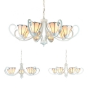 White Cone Suspension Light 5/6/8 Lights Tiffany Style Glass Metal Chandelier for Living Room