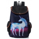 New Collection Unicorn Printed Black Drawstring School Bag Backpack 28*11*39 CM