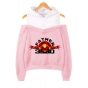 Popular Iron Figure Letter FATHER I LOVE YOU 3000 Cold Shoulder Pullover Casual Hoodie