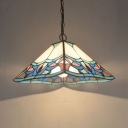 Traditional Magnolia Pendant Light with Craftsman Shade Stained Glass 1 Light Pendant Light for Shop