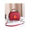 Trendy Floral Patched Diamond Check Quilted Small Crossbody Satchel Bag with Chain Strap 21*9*12 CM