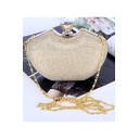 Designer Creative Apple Shape Glitter Evening Clutch Bag with Chain Strap