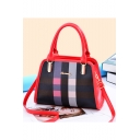 Popular Fashion Colorblock Plaid Pattern Commuter Satchel Shoulder Bag 31*14*21 CM