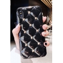 Cool Rhombus Lattice Chic Studded Embellished Mobile Phone Case for iPhone