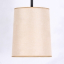 Cylinder Bedroom Foyer Pendant Lighting Fabric 1 Light Simple Style Hanging Light in White