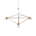 4 Lights Orb Hanging Light Simple Style Metal Chandelier in Gold for Bedroom Study Room