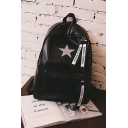 Stylish Star Print Ribbon Embellished Solid Color PU Leather Leisure Travel Backpack 44*34*14 CM